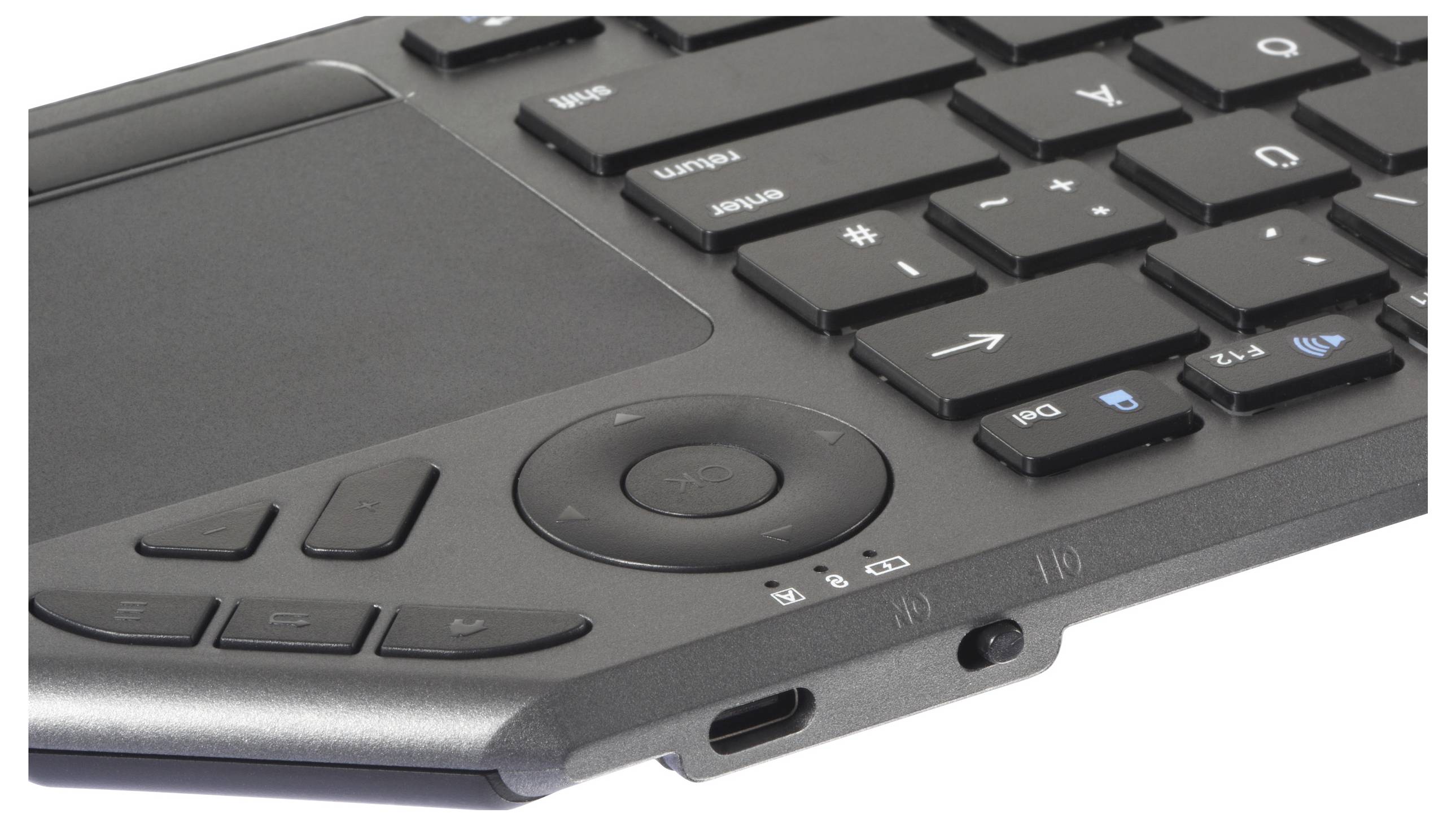 Renkforce RF-WLBTKB-300 Bluetooth, radio Clavier allemand, QWERTZ noir pavé tactile intégré, rechargeable, fonction Mult-6