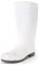 Une botte en caoutchouc blanche avec une semelle noire robuste. Adaptée pour une utilisation dans des environnements humides ou boueux.