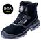 Chaussure de sécurité noire avec fermeture BOA à rotation et le nom de marque 'atlas' sur le côté. Matériaux de haute qualité pour un maintien optimal.