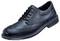 Une chaussure en cuir noir à lacets et surpiqûres, adaptée aux occasions formelles.