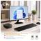 Moniteur d'ordinateur affichant un écran de bureau, associé à un clavier et à un ordinateur compact, promouvant un design économe en espace avec des options de montage VESA.