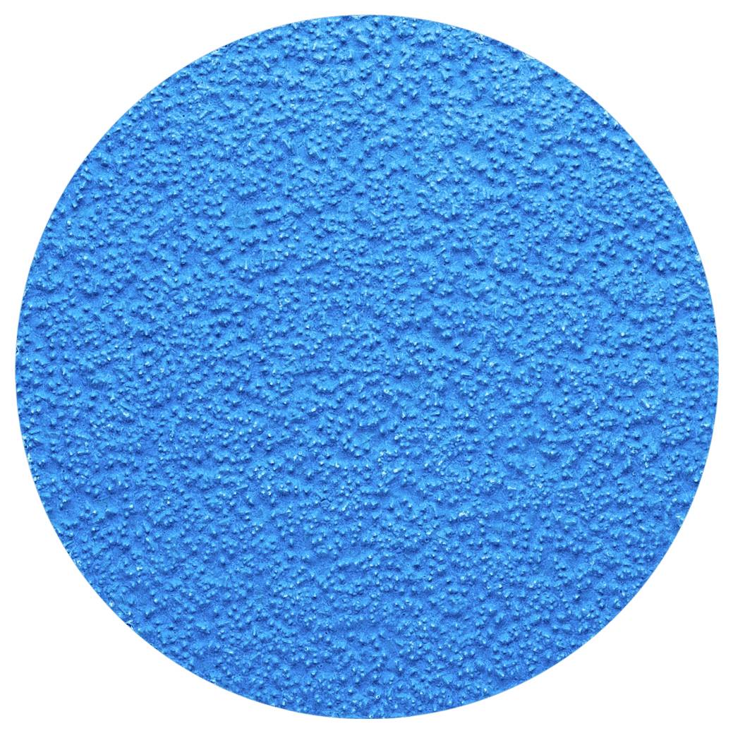 Surface circulaire bleue avec une texture granulée structurée.