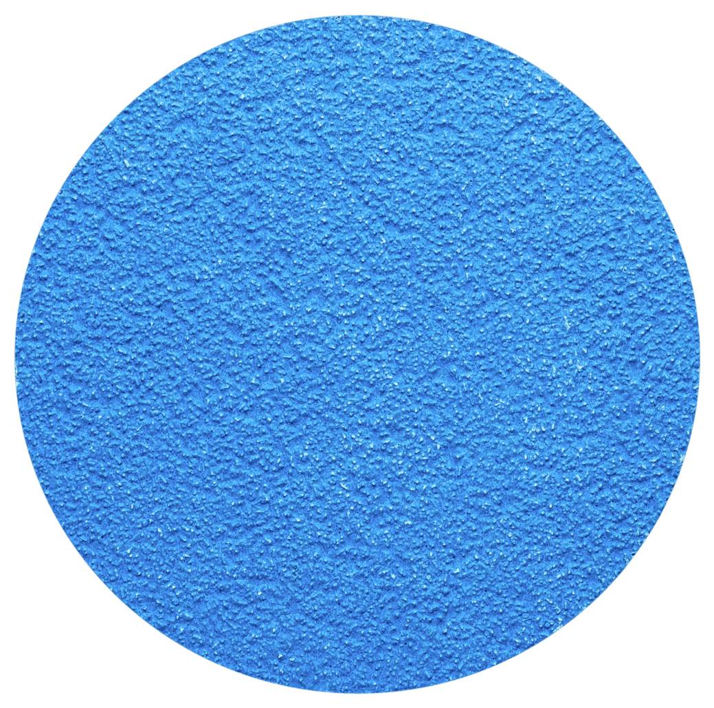 Empreinte de craie bleue, ronde, avec une texture rugueuse sur un fond blanc.