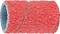 Un rouleau de mousse rouge en forme de spirale, avec une texture rugueuse, pouvant être utilisé comme matériau isolant ou d'amortissement.