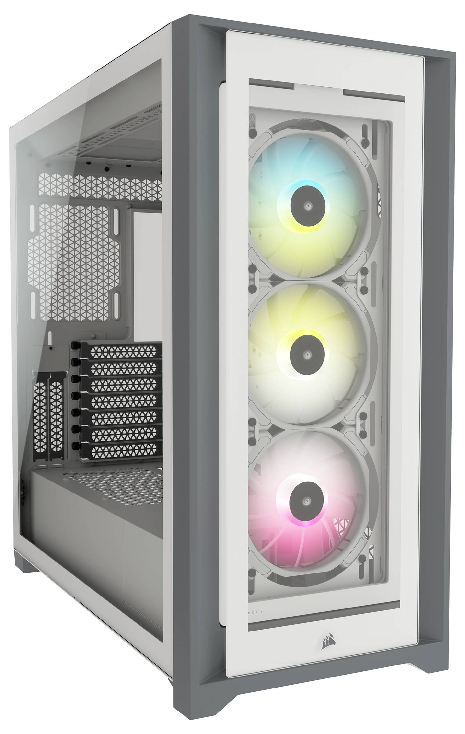 Corsair iCUE 5000X RGB, Midi Tower, PC, Blanc, ATX, EATX, ITX, micro ATX, Mini-ITX, Plastique, Acier, Verre trempé, Gami-2