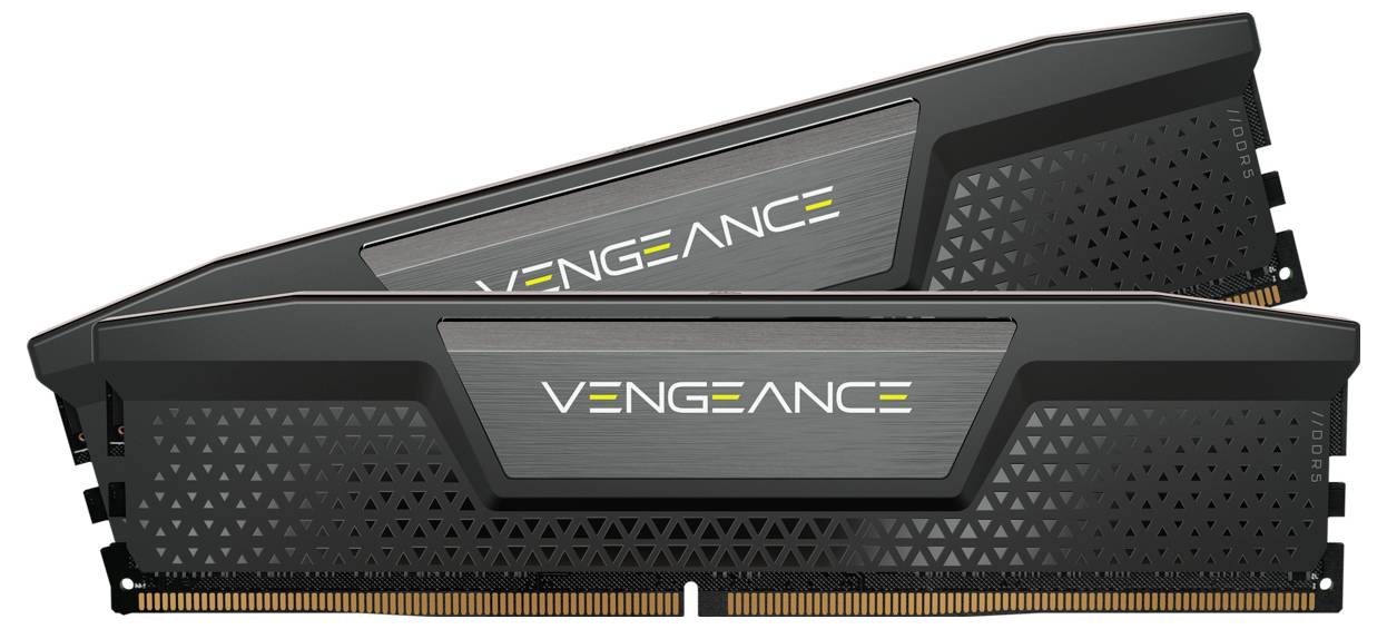 Deux modules RAM noirs portant l'inscription 'VENGEANCE', empilés l'un sur l'autre. Ils font partie des composants informatiques haute performance.