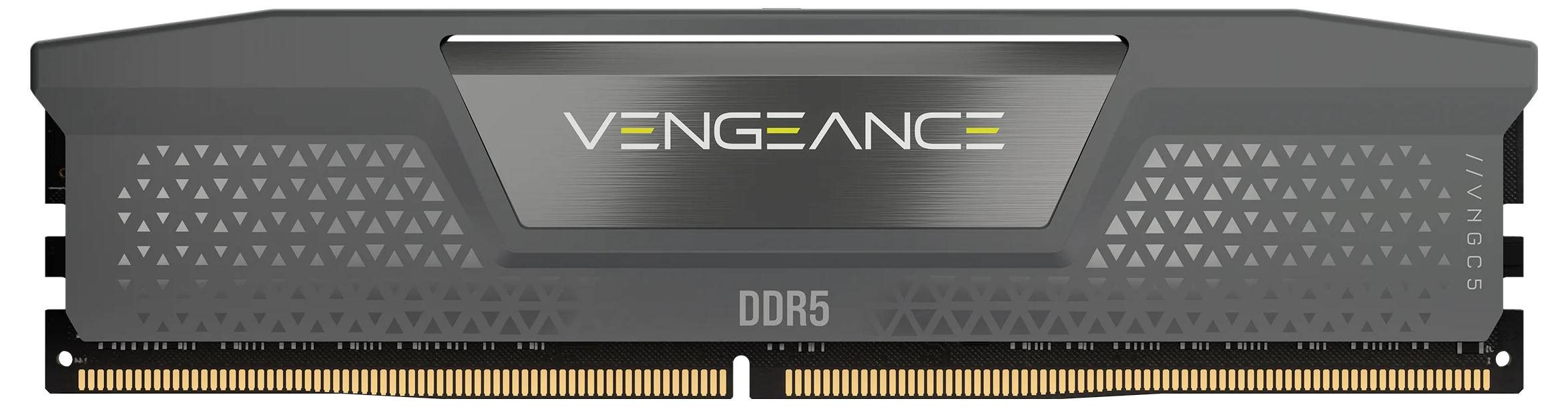 Module de RAM 'Vengeance DDR5' en noir avec des touches de design modernes.
