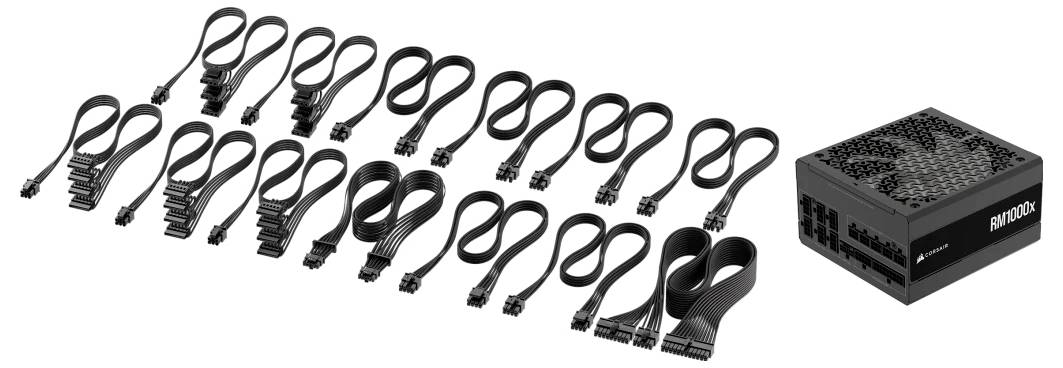 Bloc d'alimentation avec plusieurs câbles conducteurs, adapté pour la connexion de composants de matériel informatique.