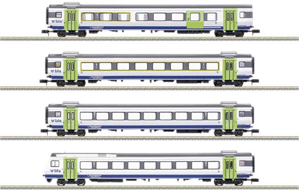 MiniTrix 18293 Lot de 4 voitures Perwonenwagen GoldenPassLine de la BLS
