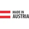 Bande horizontale rouge avec une ligne blanche et le texte 'Made in Austria' sur le côté droit.