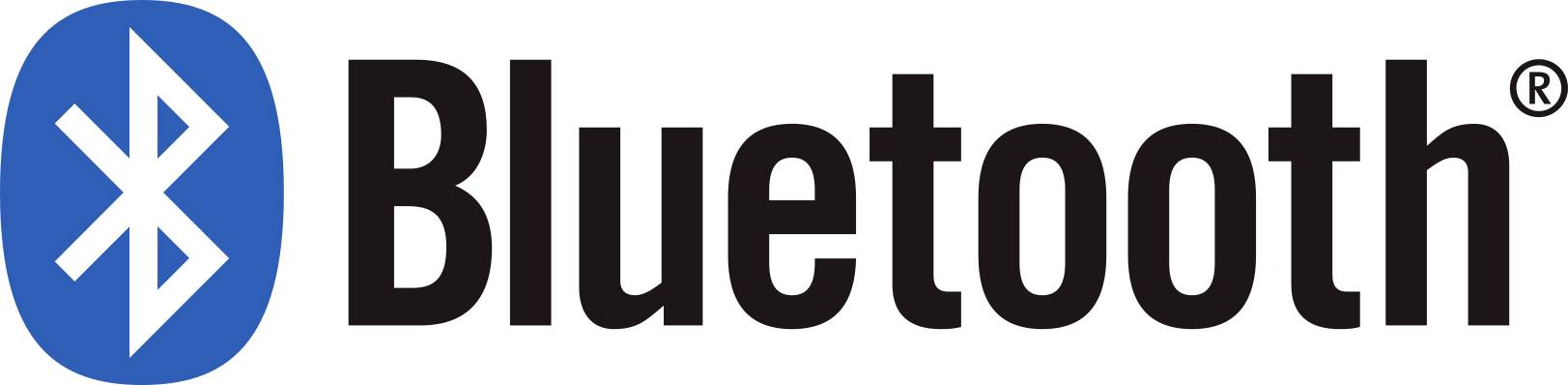 Un logo représente le symbole Bluetooth, une lettre "B" stylisée en blanc sur un fond bleu, à côté du mot 'Bluetooth'.