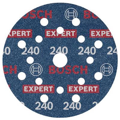 Disque de ponçage circulaire Bosch avec impressions 'EXPERT' et '240', doté de plusieurs trous pour l'aspiration des poussières.