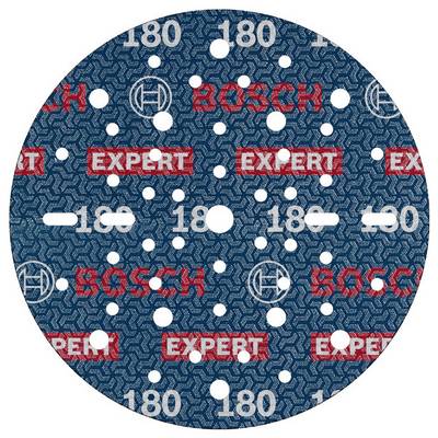 Disque de meulage Bosch, rond, de 180 mm de diamètre, avec de nombreux trous, portant l'inscription 'Bosch Expert'.