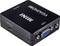Boîte de conversion noir Mini VGA vers HDMI avec entrées VGA et audio et sortie HDMI, port USB/alimentation pour l'alimentation électrique.