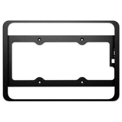 L'image représente un cadre métallique noir rectangulaire comportant plusieurs perforations, probablement destinées à la fixation ou à servir de support.