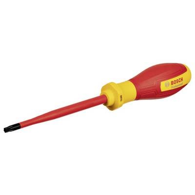 Tournevis à poignée rouge et pointe jaune, marqué 'Bosch Professional'.