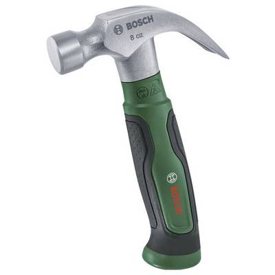 Un marteau Bosch avec manche vert, tête argentée et pesant 8 onces, adapté aux travaux de bricolage.
