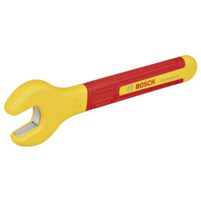 Une clé à molette rouge et jaune portant l'inscription 'BOSCH Professional' sur la poignée, adaptée aux travaux professionnels.