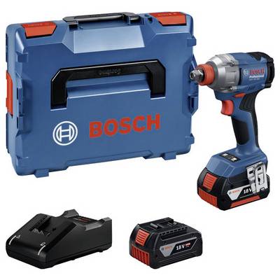Visseuse sans fil à côté d'un coffret de transport, batterie et chargeur. 'Bosch' sur le coffret et l'outil. Idéal pour les projets de bricolage.