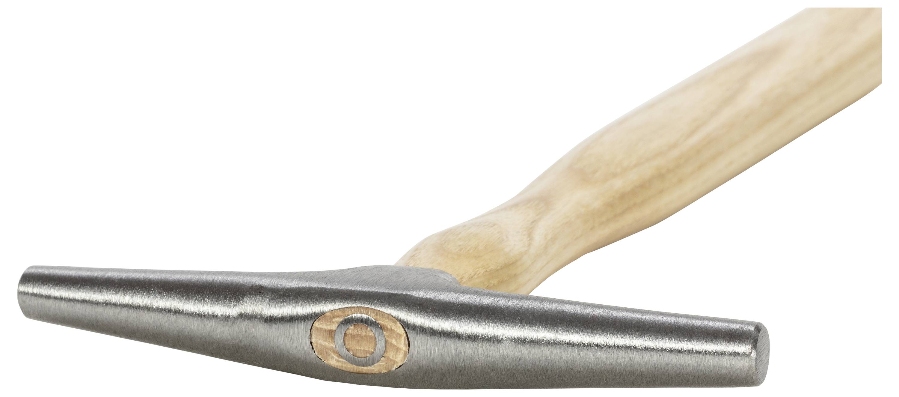 Une poignée en bois avec une tête de marteau métallique. La tête de marteau est plate et élancée, conçue pour des applications spécifiques.