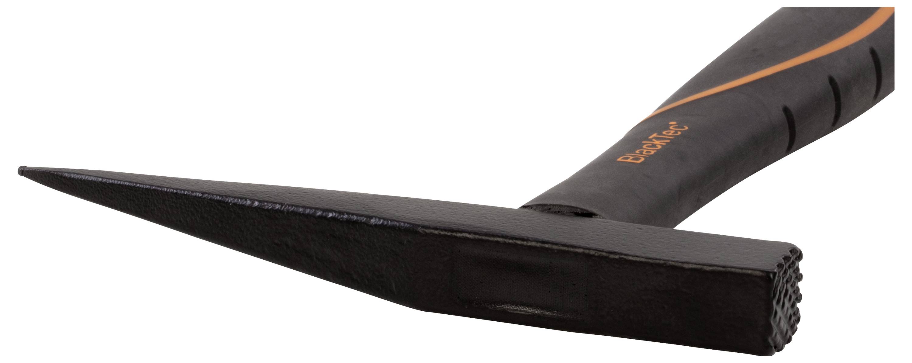 Un marteau à panne plate noir avec un détail de poignée orange repose sur un fond blanc, adapté aux travaux de construction.