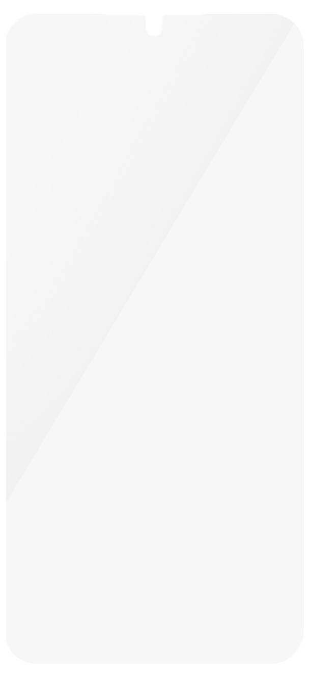 Un écran blanc vide d'un smartphone illustrant la vue de face d'un appareil sans détails ni éléments visibles.