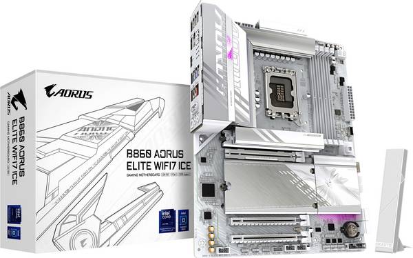Gigabyte B860 A ELITE WF7 ICE LGA1851 MB Carte mère Socket (PC) Intel® LGA 1851 Facteur de forme (détails) ATX Chipset de la carte mère Intel® B860