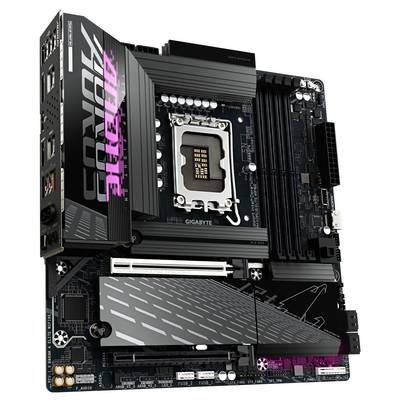 Une carte mère d'ordinateur avec plusieurs emplacements pour composants, comprenant le socket processeur, les emplacements RAM et les ports PCIe pour cartes graphiques et périphériques de stockage.