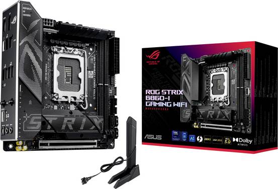 Asus ROG STRIX B860-I GAMING WIFI Carte mère Socket (PC) Intel® LGA 1851 Facteur de forme (détails) Mini-ITX Chipset de la carte mère Intel® B860