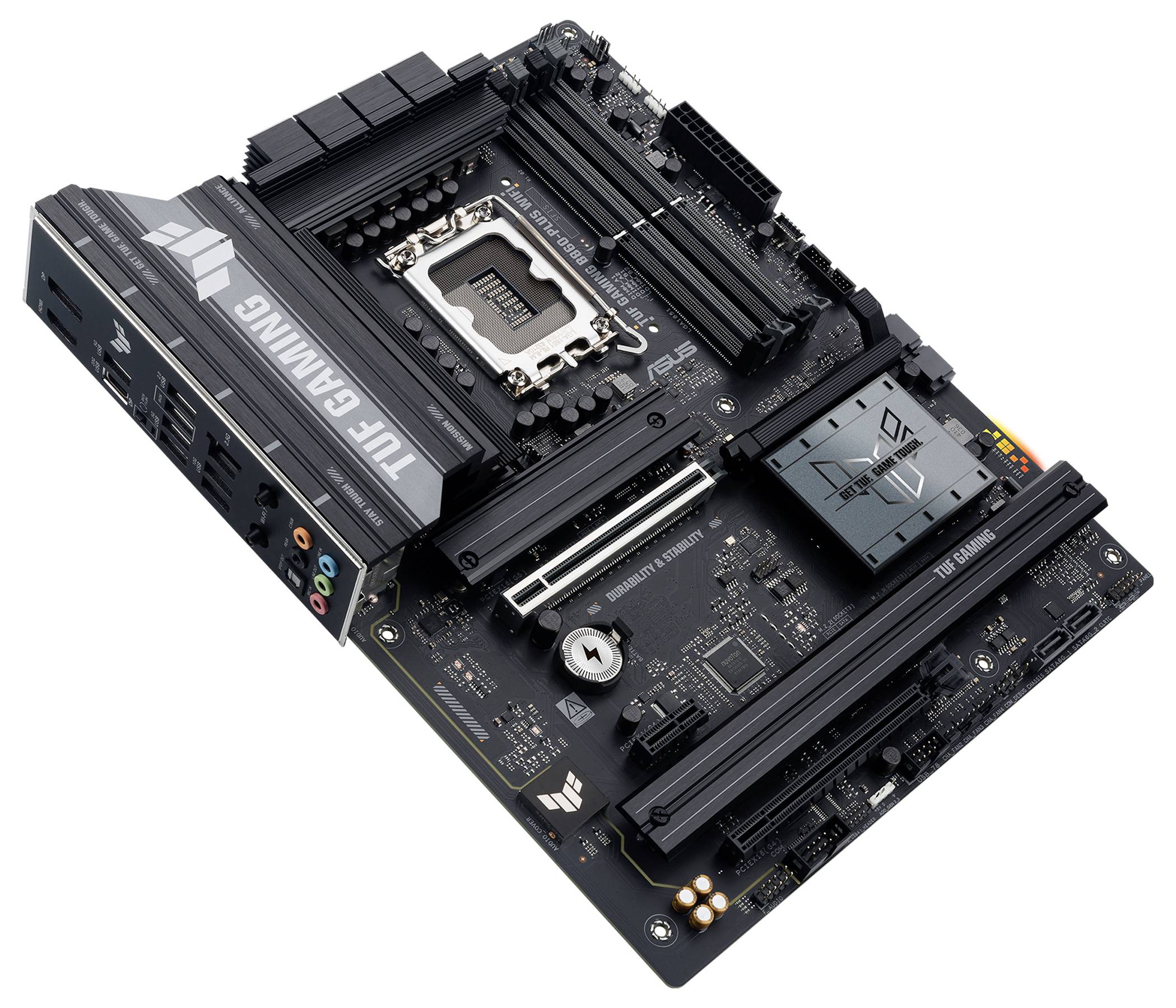 Panneau arrière d'une carte mère d'ordinateur avec différents ports : HDMI, DisplayPort (DP), USB 2.0, USB 3.0, Ethernet, prises audio et connecteurs d'antenne Wi-Fi.