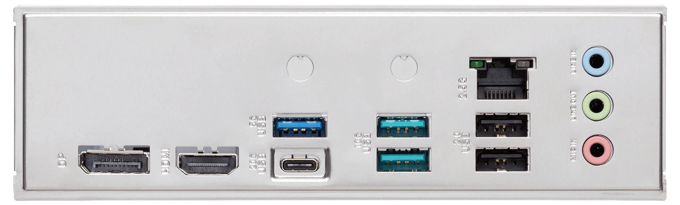 Carte mère 'ASUS' avec divers ports et emplacements, comprenant USB, HDMI et sortie audio. Conçue pour des systèmes informatiques haute performance.