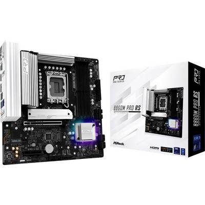 Carte mère ASRock B660M Pro RS présentée avec son emballage, mettant en valeur sa marque Pro Series, son chipset Intel et son éclairage RVB.