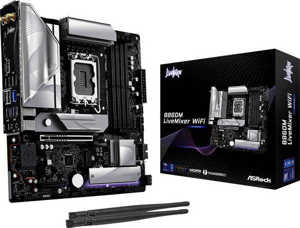 ASRock B860M LiveMixer WiFi Carte mère Socket (PC) Intel® LGA 1851 Facteur de forme (détails) ATX