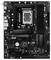Une carte mère noire avec le nom de marque 'ASRock', comprenant des emplacements pour RAM, un socket CPU et divers ports.