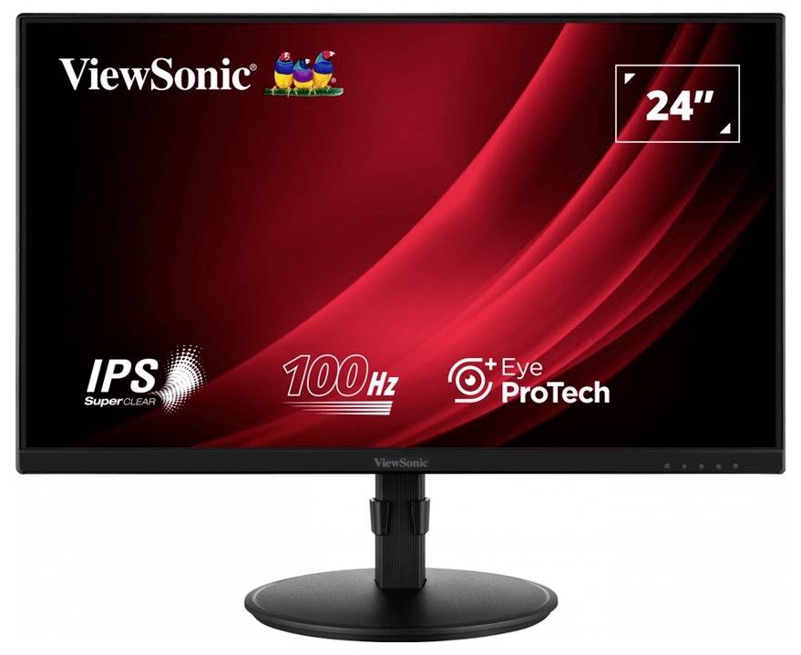Moniteur ViewSonic avec une diagonale d'écran de 24 pouces, écran IPS, taux de rafraîchissement de 100 Hz et fonction EyeProTech.