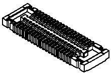 Un dessin technique noir d'un connecteur rectangulaire à broches multiples.