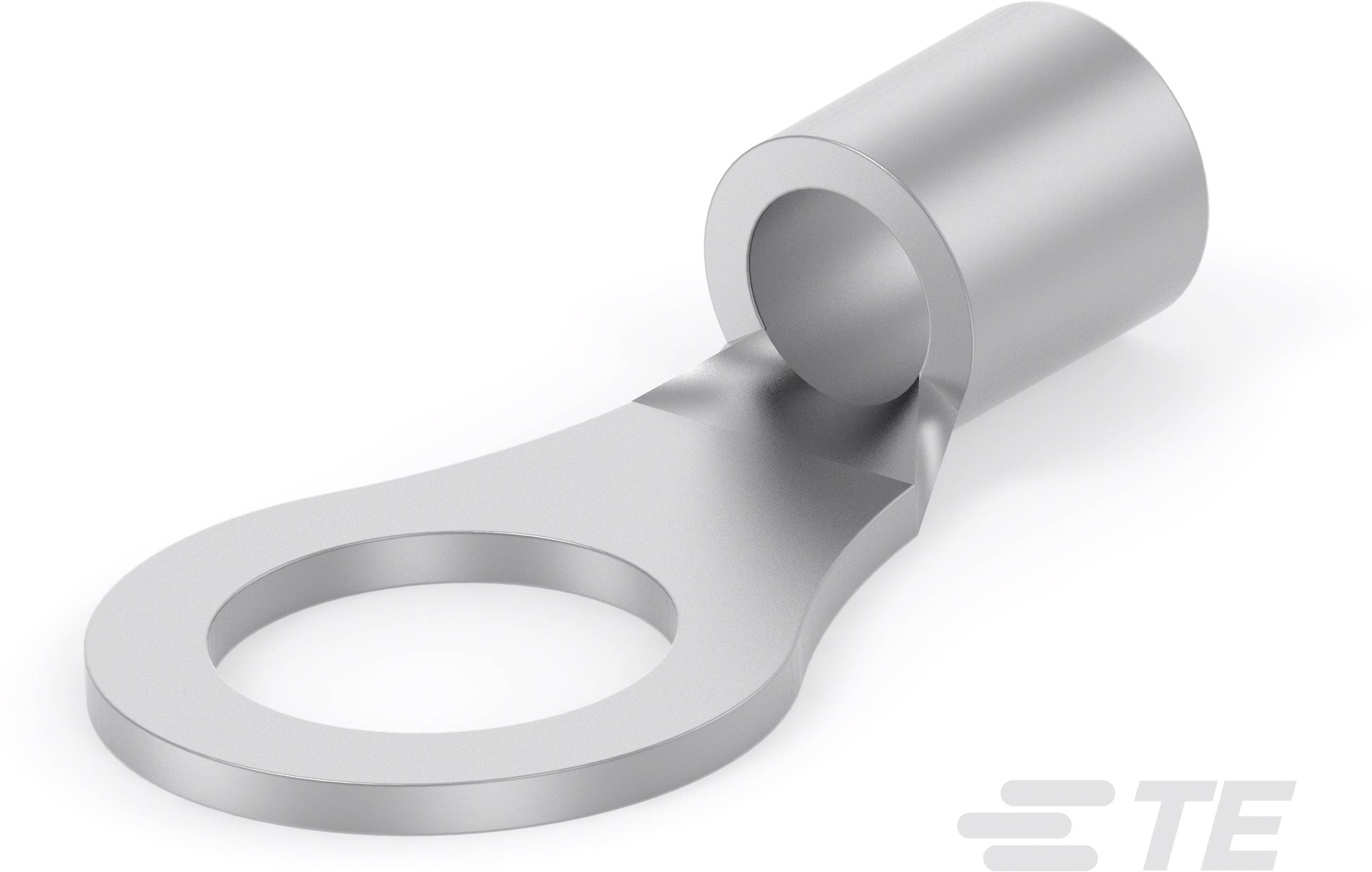 Cosse de câble à anneau métallique avec raccordement cylindrique, adaptée pour la connexion sécurisée des câbles dans les applications électriques.