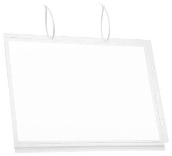 Une feuille de présentation vide et transparente avec deux attaches en haut.