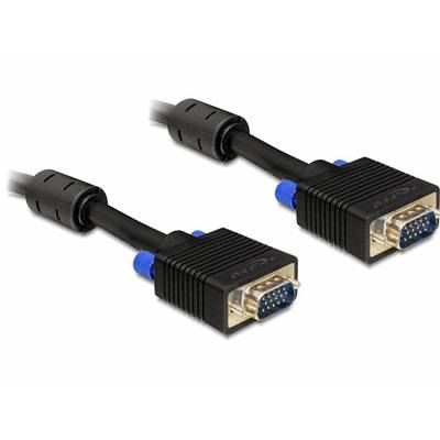 'Deux câbles VGA avec fiches noires et verrous bleus, utilisés pour connecter des périphériques de sortie vidéo.'