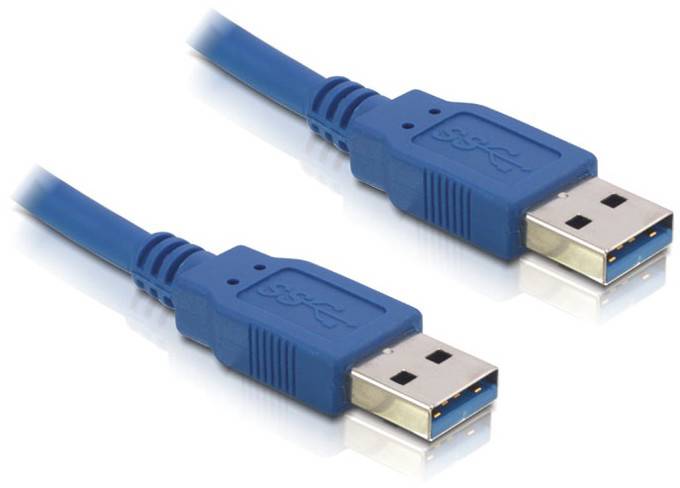 Deux câbles USB bleus avec des connecteurs métalliques.
