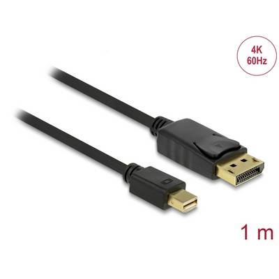 Un câble noir DisplayPort vers Mini DisplayPort, adapté pour 4K à 60 Hz, longueur : 1 mètre.