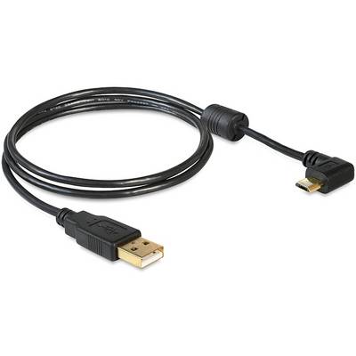 Un câble USB noir avec un connecteur USB standard d'un côté et un connecteur micro-USB de l'autre côté.