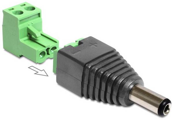 Delock 65422 DC Adaptateur [1x DC mâle 5.5 mm - 1x 2 pôles] noir, vert  0.005 m