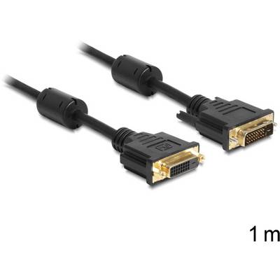 Câble DVI-D, noir, long de 1 mètre, deux connecteurs à contacts dorés. Utilisé pour connecter des appareils vidéo à des écrans.