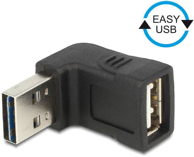 Un adaptateur USB en L avec le texte 'EASY USB', illustrant une possibilité de connexion simple pour les appareils USB.