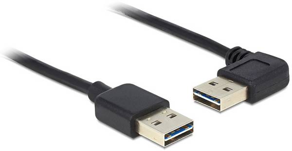 Delock Câble USB  USB 2.0 USB-A mâle, USB-A mâle 1.00 m noir connecteur utilisable des deux cotés 83464