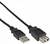 Câble d'extension USB noir avec une fiche et un connecteur, utilisé pour connecter et rallonger des périphériques USB.