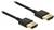 Deux câbles HDMI avec des gaines noires et des connecteurs dorés, utilisés pour la transmission de signaux audio et vidéo.