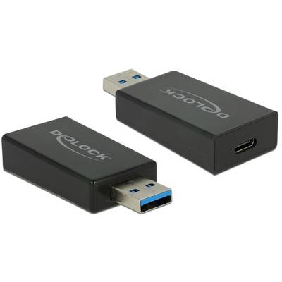 Deux adaptateurs USB noirs de la marque Delock, l'un avec une connexion USB, l'autre avec une connexion USB-C, sur un fond blanc.