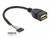 Câble adaptateur USB noir, long de 15 cm, avec une prise USB femelle et une petite fiche multibroche à fils apparents.